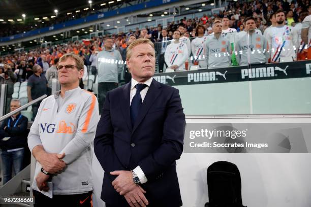 Assistant trainer Dwight Lodeweges of Holland, coach Ronald Koeman of Holland during the International Friendly match between Italy v Holland at the...