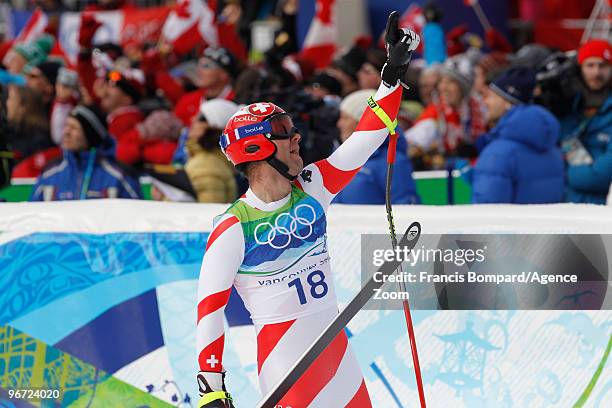 Didier Defago of Switzerland takes the Gold Medal during the Men's Alpine Skiing Downhill on Day 4 of the 2010 Vancouver Winter Olympic Games on...