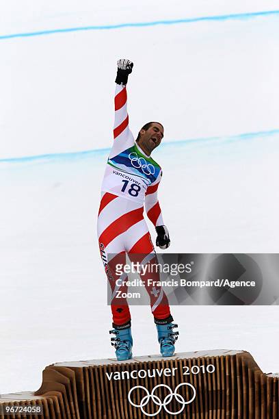 Didier Defago of Switzerland takes the Gold Medal during the Men's Alpine Skiing Downhill on Day 4 of the 2010 Vancouver Winter Olympic Games on...