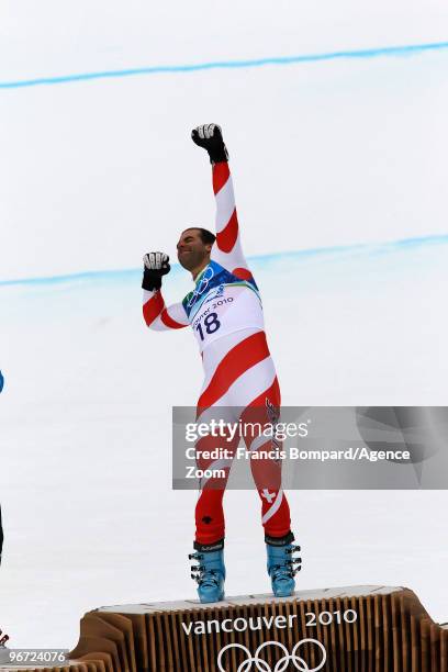 Didier Defago of Switzerland takes the Gold Medal during the Men's Alpine Skiing Downhill on Day 4 of the 2010 Vancouver Winter Olympic Games on...