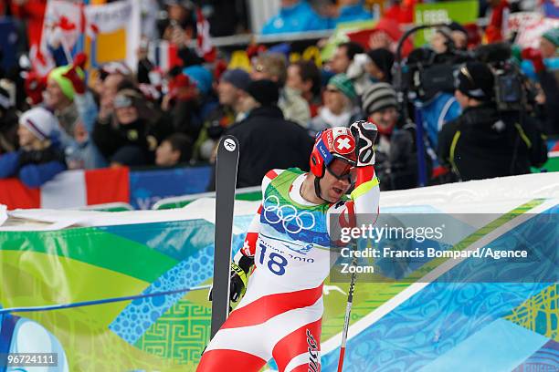 Didier Defago of Switzerland takes the Gold Medal during the Men's Alpine Skiing Downhill on Day 4 of the 2010 Vancouver Winter Olympic Games on...