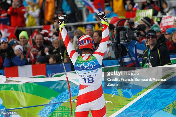 Didier Defago of Switzerland takes the Gold Medal during the Men's Alpine Skiing Downhill on Day 4 of the 2010 Vancouver Winter Olympic Games on...