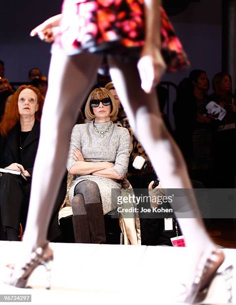 Editor-in-chief of American Vogue Anna Wintour attends attends Zac Posen Fall 2010 during Mercedes-Benz Fashion Week at the Altman Building on...