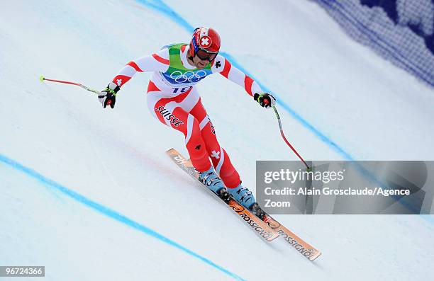 Didier Defago of Switzerland takes the Gold Medal during the Men's Alpine Skiing Downhill on Day 4 of the 2010 Vancouver Winter Olympic Games on...