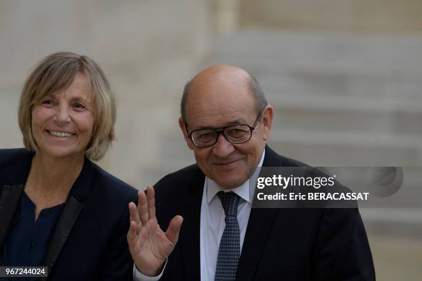 Marielle de Sarnez, Ministre des Affaires Européennes et Jean-Yves Le Drian, Ministre de l'Europe et des Affaires étrangères au Palais de l'Elysée...