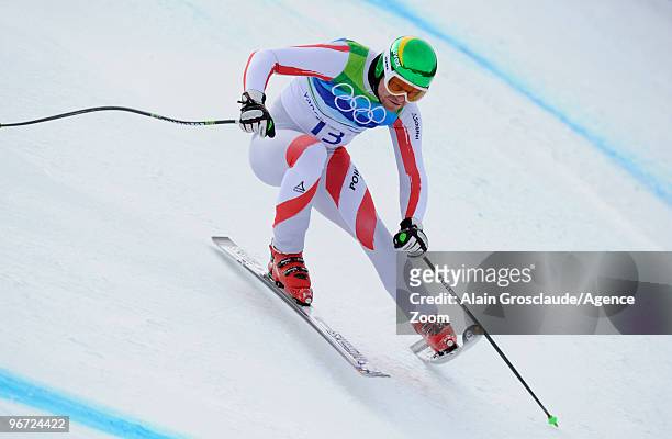 Klaus Kroell of Austria during the Men's Alpine Skiing Downhill on Day 4 of the 2010 Vancouver Winter Olympic Games on February 15, 2010 in Whistler...
