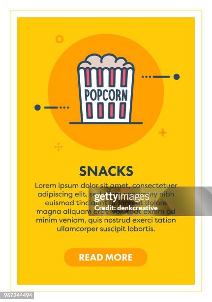 illustrations, cliparts, dessins animés et icônes de bannière de concept de collations - pop corn box