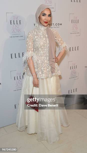 Amena Khan attends THE ELLE LIST 2018 in association with THEOUTNET.COM at Spring at Somerset House on June 4, 2018 in London, England.