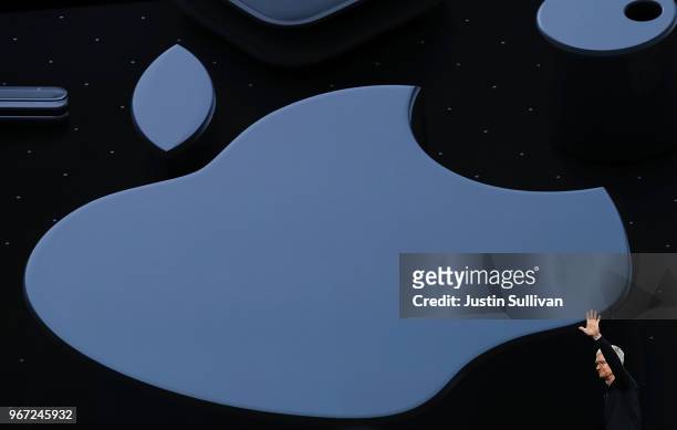 Apple CEO Tim Cook speaks during the 2018 Apple Worldwide Developer Conference at the San Jose Convention Center on June 4, 2018 in San Jose,...