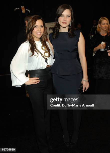 Designer Monique Lhuillier and Sophia Bush attend Monique Lhuillier Fall 2010 during Mercedes-Benz Fashion Week at Bryant Park on February 15, 2010...