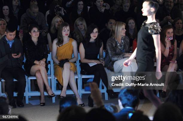 Shiri Appleby, Melissa George, Sophia Bush and Mary Alice Stephenson attend Monique Lhuillier Fall 2010 during Mercedes-Benz Fashion Week at Bryant...