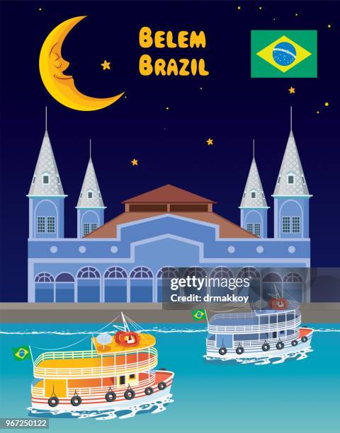 belem, brazil - amazon rainforest river stock illustrations