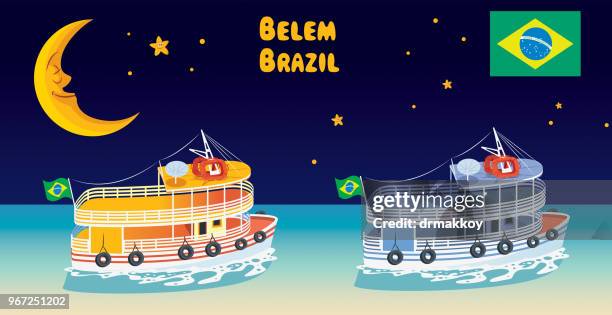 belem, boat brazil - amazon region stock illustrations