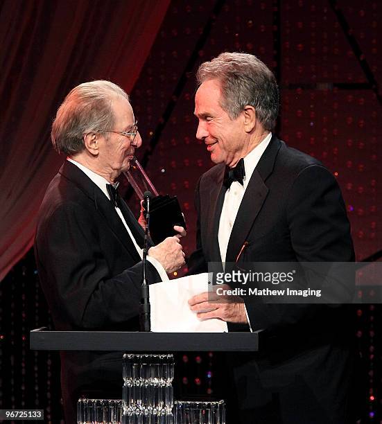 Art Director Paul Sylbert and recipient of the Cinematic Imagery Awards Warren Beatty at the 14th Annual Art Directors Guild Awards at The Beverly...