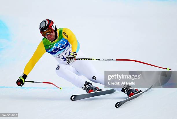 Stephan Keppler of Germany competes during the Alpine skiing Men's Downhill at Whistler Creekside during the Vancouver 2010 Winter Olympics on...