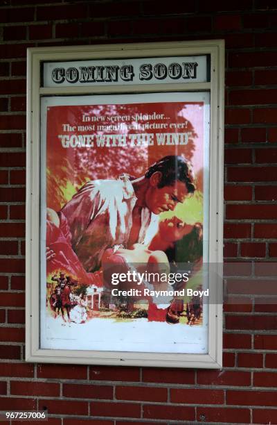 'Gone With The Wind' movie poster displayed outside the Post Theatre, built in 1939 at Historic Fort Wayne in Detroit, Michigan on May 26, 2018.