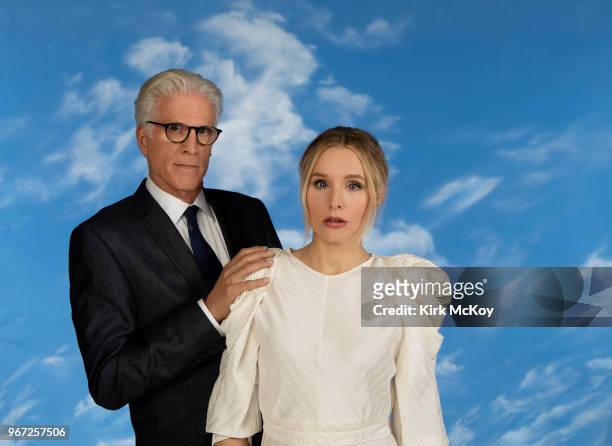 Actor Ted Danson and actress Kristen Bell are photographed for Los Angeles Times on April 16, 2018 in Studio City, California. PUBLISHED IMAGE....