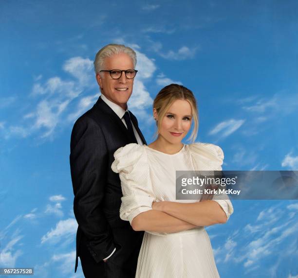 Actor Ted Danson and actress Kristen Bell are photographed for Los Angeles Times on April 16, 2018 in Studio City, California. PUBLISHED IMAGE....