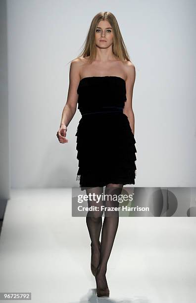 Model walks the runway at the Tadashi Shoji Fall 2010 Fashion Show during Mercedes-Benz Fashion Week at the Salon at Bryant Park on February 15, 2010...