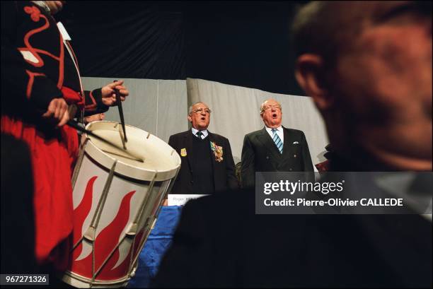 Roger Holleindre , member of FN and Jean Marie Le Pen.