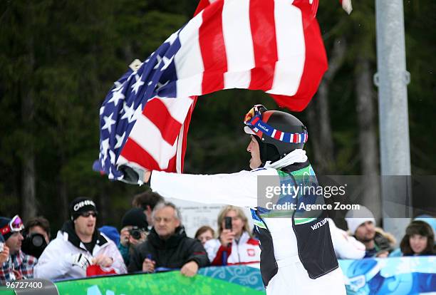 Seth Wescott of the USA takes 1st place during the Men's Snowboard Cross on Day 4 of the 2010 Vancouver Winter Olympic Games on February 15, 2010 in...