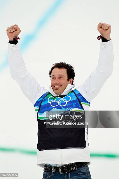 Seth Wescott of the USA takes 1st place during the Men's Snowboard Cross on Day 4 of the 2010 Vancouver Winter Olympic Games on February 15, 2010 in...