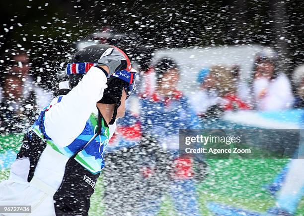 Seth Wescott of the USA takes 1st place during the Men's Snowboard Cross on Day 4 of the 2010 Vancouver Winter Olympic Games on February 15, 2010 in...