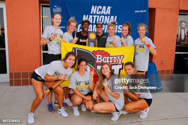 Barry University celebrates during the Division II Women's Tennis Championship held at the Surprise Tennis & Racquet Club on May 11, 2018 in...