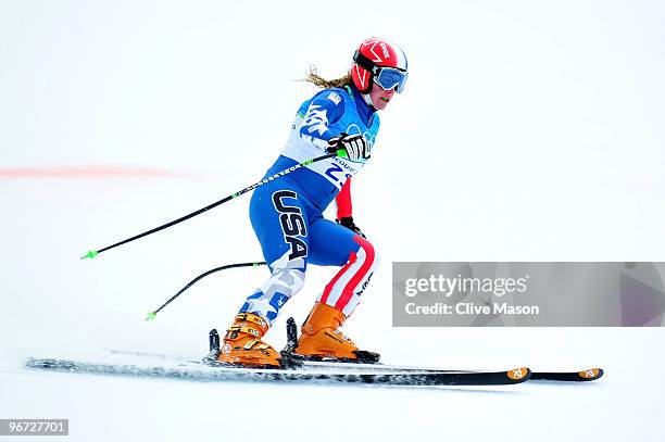 Stacey Cook of the USA competes during training for the Alpine skiing Women's Downhill at Whistler Creekside during the Vancouver 2010 Winter...