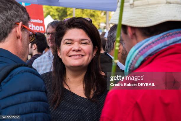 Raquel Garrido porte-parole du mouvement "La France Insoumise" lors de la manifestation contre les ordonnances de la réforme du code du travail,...