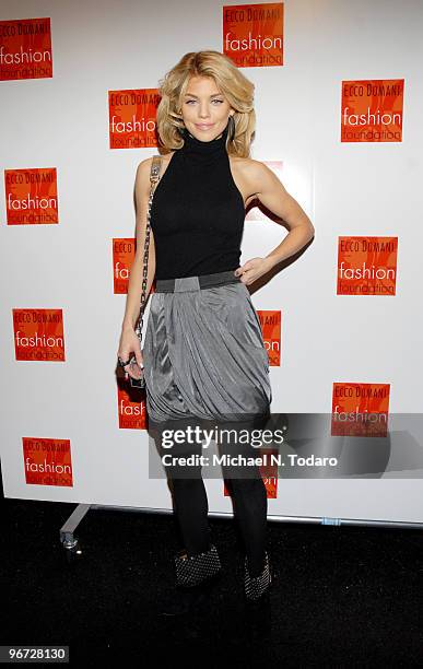 AnnaLynne McCord attends the Ecco Domani Fashion Foundation 2010 fashion show during Mercedes-Benz Fashion Week at Bryant Park on February 15, 2010...