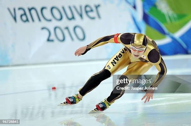 Joji Kato of Japan competes in the men's speed skating 500 m final on day 4 of the Vancouver 2010 Winter Olympics at Richmond Olympic Oval on...