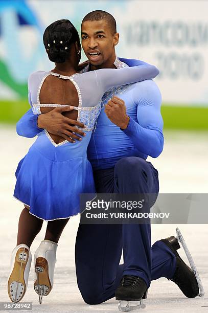France's Vanessa James and Yannick Bonheur perform in their figure skating Pairs Freestyle program at the Pacific Coliseum in Vancouver during the...