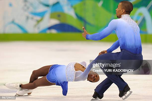 France's Vanessa James and Yannick Bonheur perform in their figure skating Pairs Freestyle program at the Pacific Coliseum in Vancouver during the...