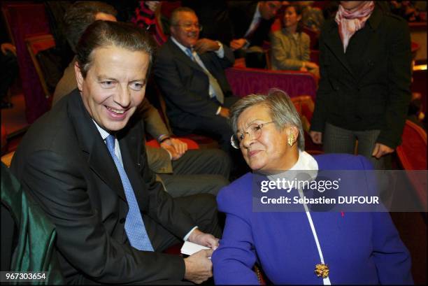 With French minister of justice Dominique Perben and Miss Lejeune vice president of foundation.