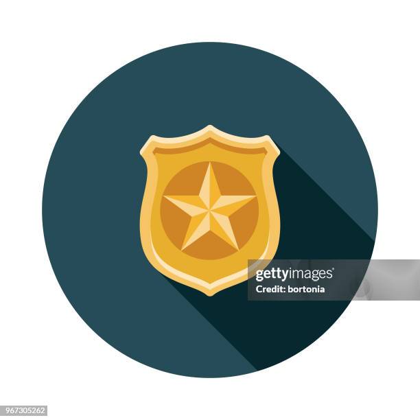 bildbanksillustrationer, clip art samt tecknat material och ikoner med polisen badge platt design brottslighet & straff-ikonen - poliskår