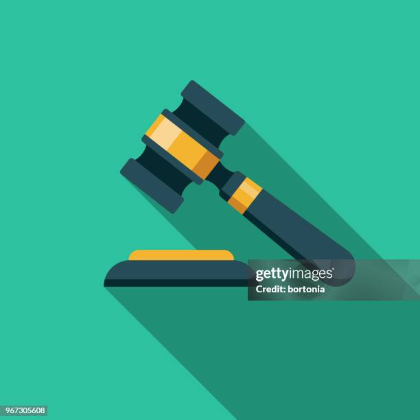 gavel flat design crime & punishment icon - canadian legislation stock illustrations