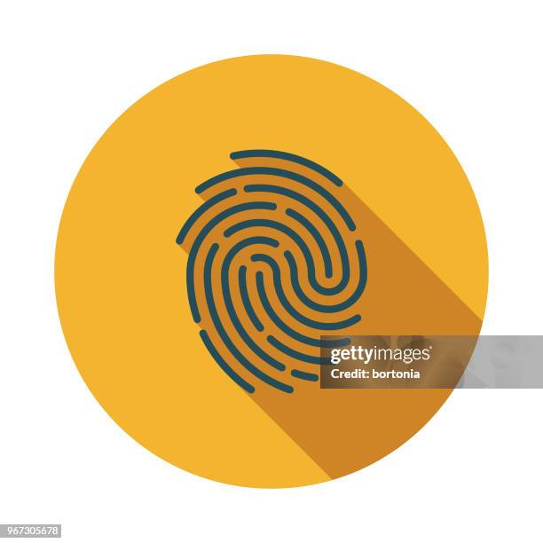 fingerprint flat design crime & punishment icon - fingerprint stock illustrations