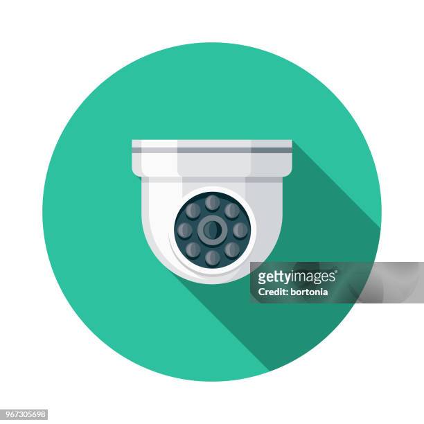 ilustraciones, imágenes clip art, dibujos animados e iconos de stock de vigilancia diseño plano crimen & castigo icono - cámara de seguridad