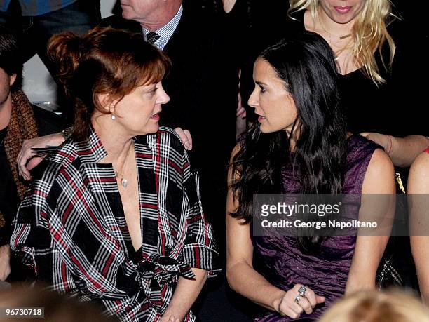 Actresses Susan Sarandon and Demi Moore attend the Donna Karan Collection Fall 2010 fashion show during Mercedes-Benz Fashion Week at 711 Greenwich...