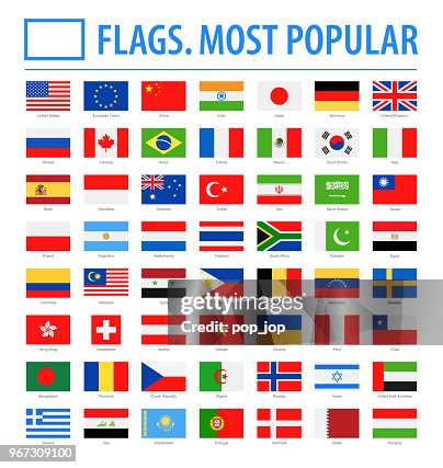 Wereld vlaggen - Vector rechthoek platte Icons - meest populair Wereld vlaggen - Vector rechthoek platte Icons - meest populair
