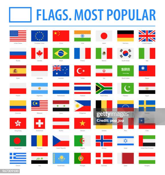 ilustrações de stock, clip art, desenhos animados e ícones de world flags - vector rectangle flat icons - most popular - bandeira da grã bretanha