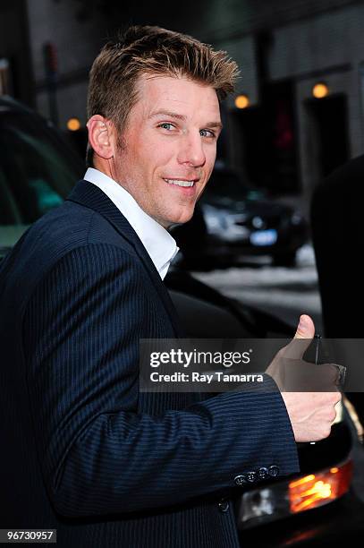 Daytona 500 winner Jamie McMurray visits "Late Show With David Letterman" at the Ed Sullivan Theater on February 15, 2010 in New York City.