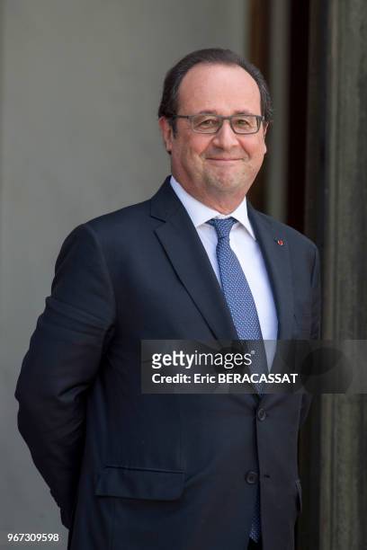 Le Président de la République française François Hollande au palais de l?Elysée le 25 juin 2016, Paris, France.