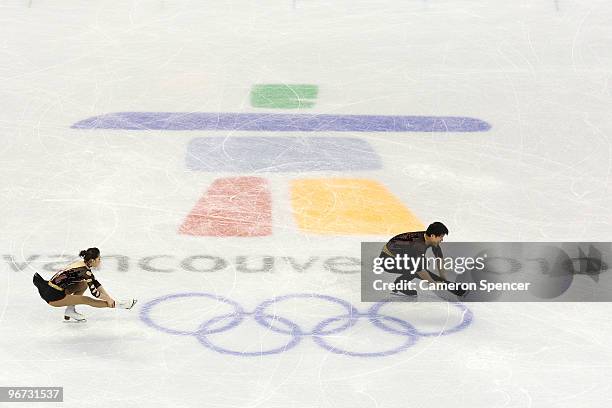 Dan Zhang and Hao Zhang of China compete in the figure skating pairs free skating on day 4 of the Vancouver 2010 Winter Olympics at the Pacific...