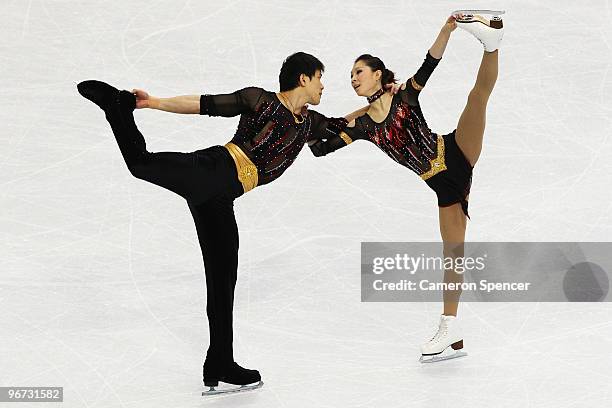 Dan Zhang and Hao Zhang of China compete in the figure skating pairs free skating on day 4 of the Vancouver 2010 Winter Olympics at the Pacific...