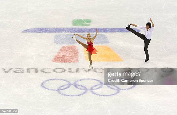 Maria Mukhortova and Maxim Trankov of Russia compete in the figure skating pairs free skating on day 4 of the Vancouver 2010 Winter Olympics at the...