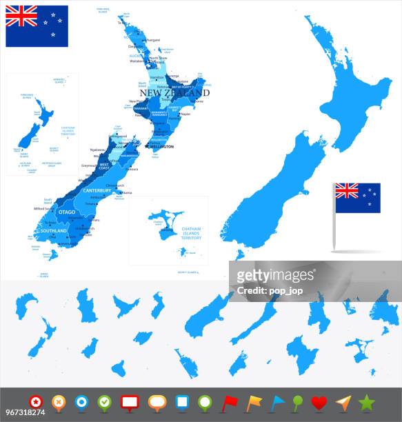 map of new zealand - infographic vector - christchurch new zealand stock illustrations