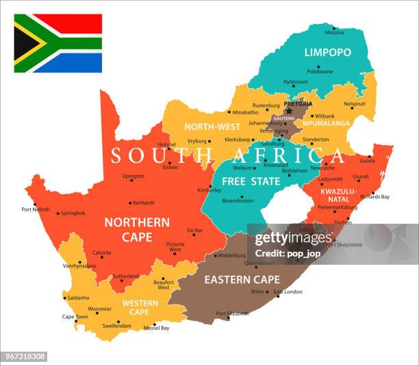 map of south africa - vector - port elizabeth south africa stock illustrations