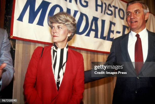 Geraldine Ferraro and Walter Mondale campaign at the Democratic Convention circa 1984 in San Francisco.